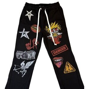 WKND RIOT Sweatpants Mens‎ M Blk Lifestyle Stacked Skull Money Danger Streetwear